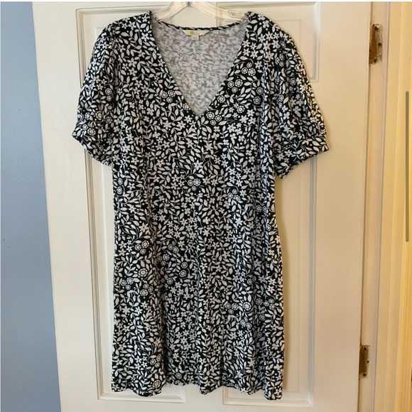 Boden V-Neck Jersey Mini Dress Chatsworth Sunflower Pop Green Floral US 14R 14 - Picture 4 of 6